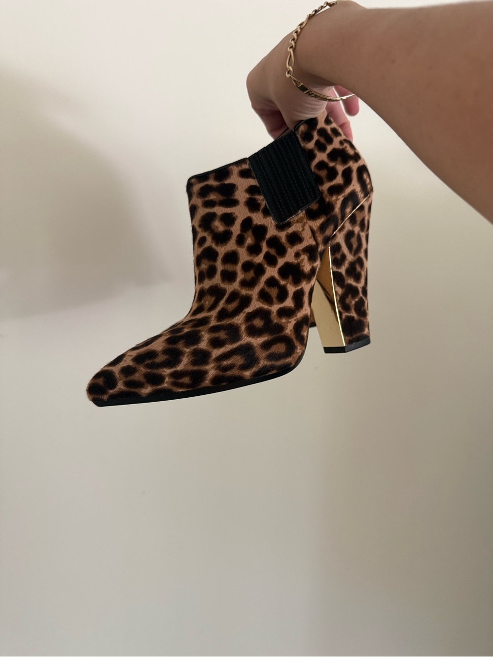 Michael Kors Leopard Print Ankle Boot with Gold Heel